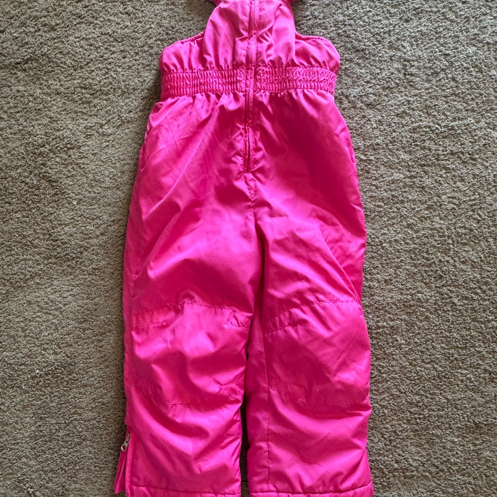 Faded Glory Pink Snow Bibs Girls Size‎ 5T Insulated Adjustable Straps Zipper